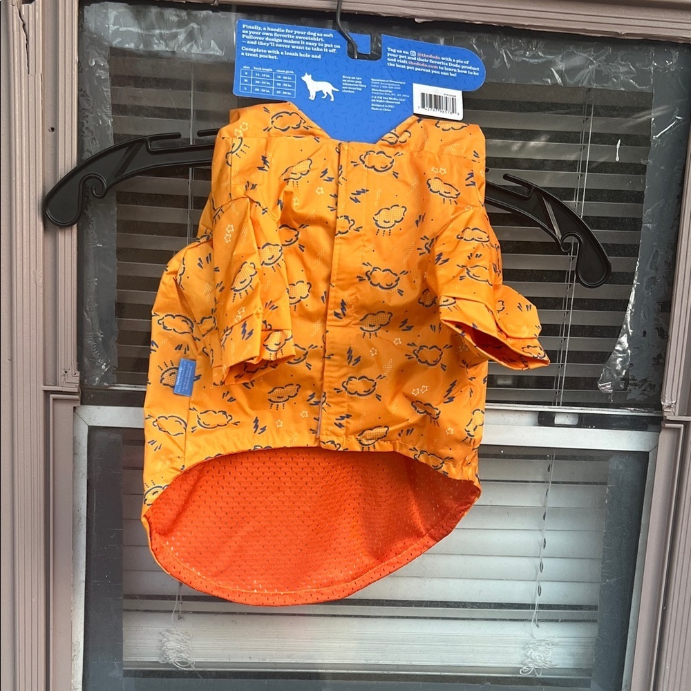 Orange Cloud-Print Dog Raincoat - Lightweight Waterproof Jacket